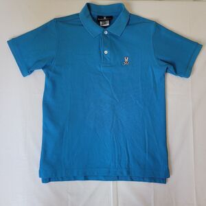 Psycho Bunny Polo Shirt Youth Large Blue Short Sleeve Logo Cotton Pique
